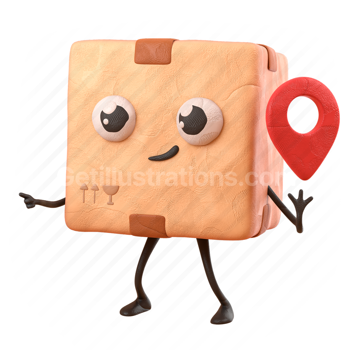 box, package, delivery, logistics, character, location, destination, deliver, direction, gps, map